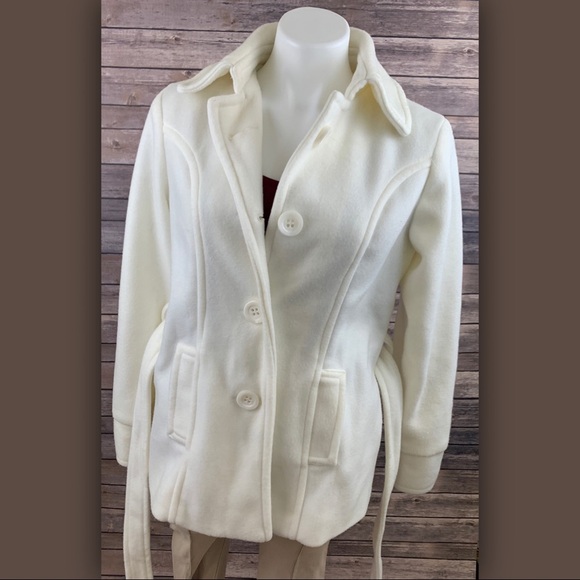 B_envied White Belted Jacket with Pockets Size M - Picture 4 of 7